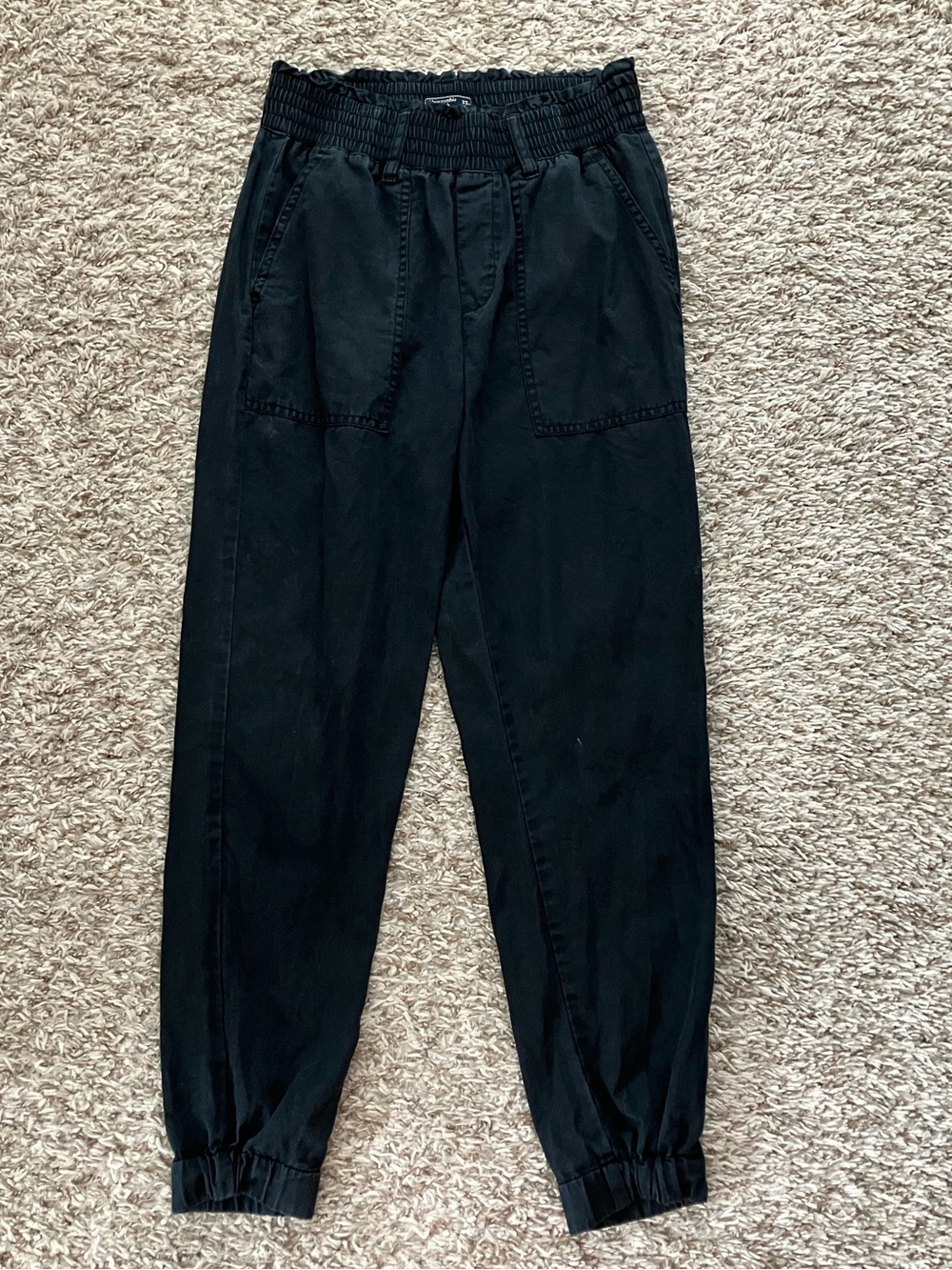 Abercrombie & Fitch Black Elastic-Waist Jogger Pants